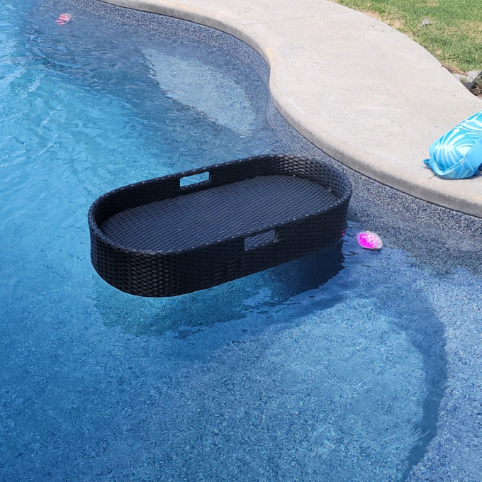 Large Floating Tray, Oval Serving Tray For Swimming Pool Floats, For Sandbars, Spas, And Parties, Pool Serving Drinks, Brunch - Brown