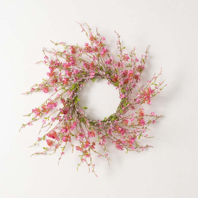 Mini couronne artificielle fleur rose 6,5, L 20,5 po x H 20,5 po x P 3,75 po