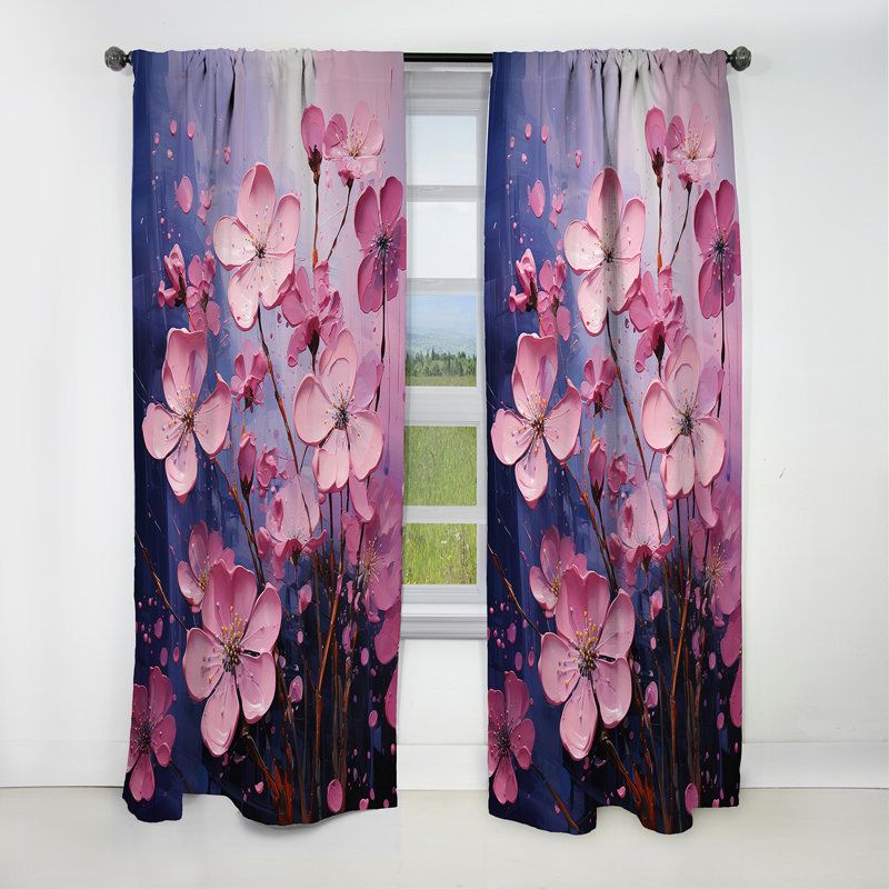 Bluebelle - Rideau Violets - Rideau occultant à motif floral - 1 panneau, L 52 po x L 95 po