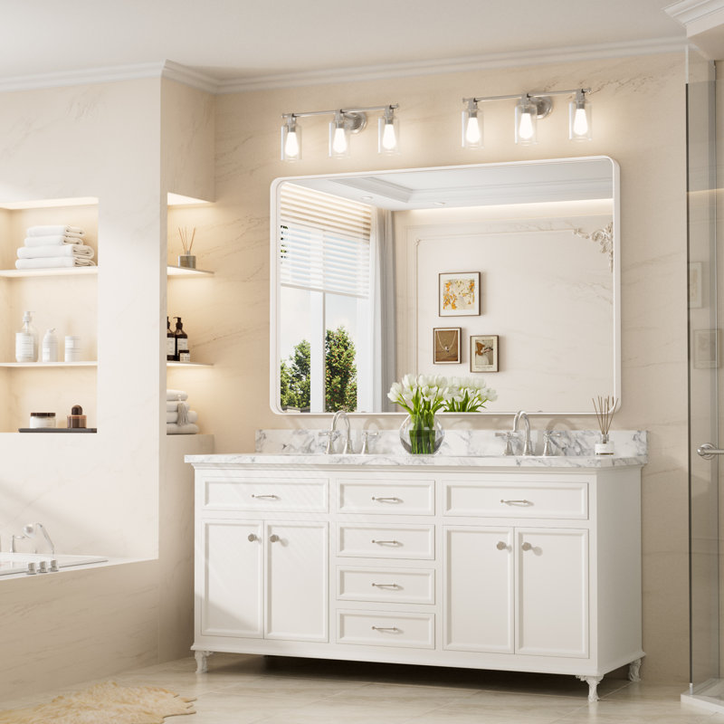 Miroir d'appoint Tyro, 60 po x 40 po, Blanc, Rectangulaire