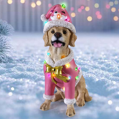 Holiday Christmas Dog Statue