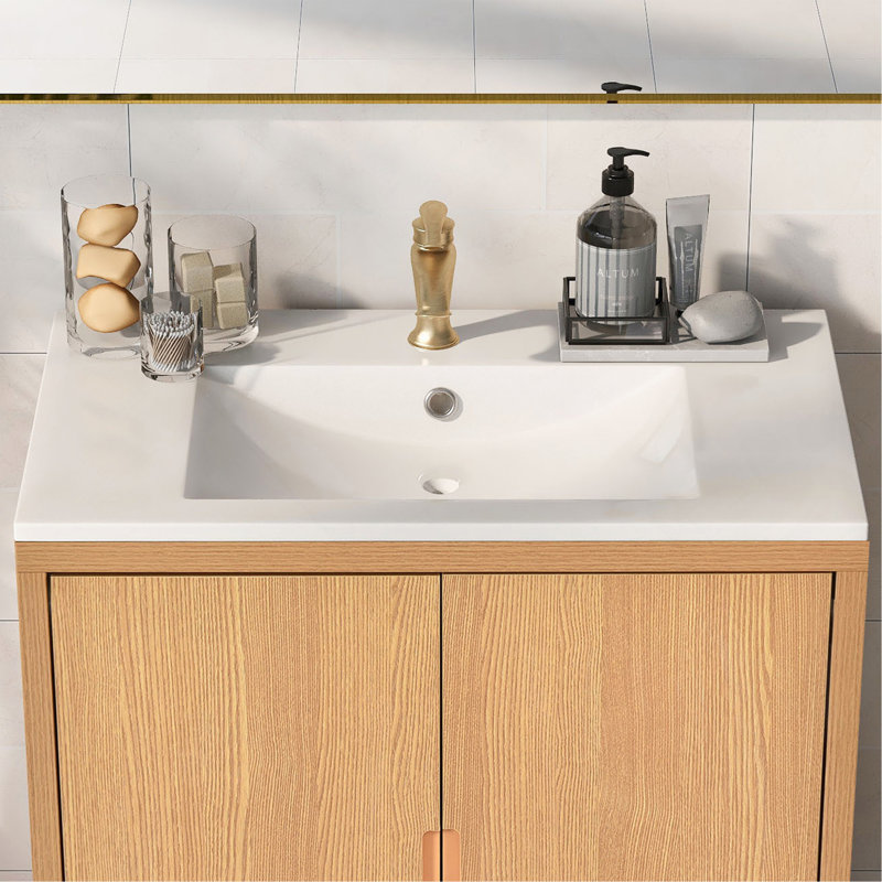 [Lavabo seulement] Lavabo de salle de bain rectangulaire monotrou 30 po x 18 po, lavabo de meuble-lavabo seulement, blanc (robinet et armoire non inclus)