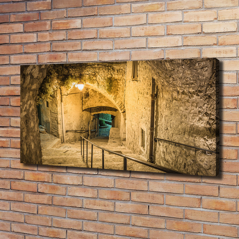 Peille By Night France - Wrapped Canvas Print