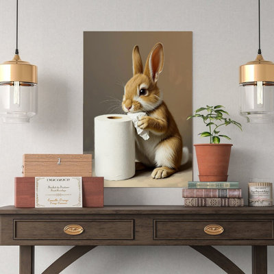 Canvas Wall Art Rustic Rabbit Canvas Print, Funny Bathroom Farmhouse Wall Art-2 Vintage Poster Print Home Decor