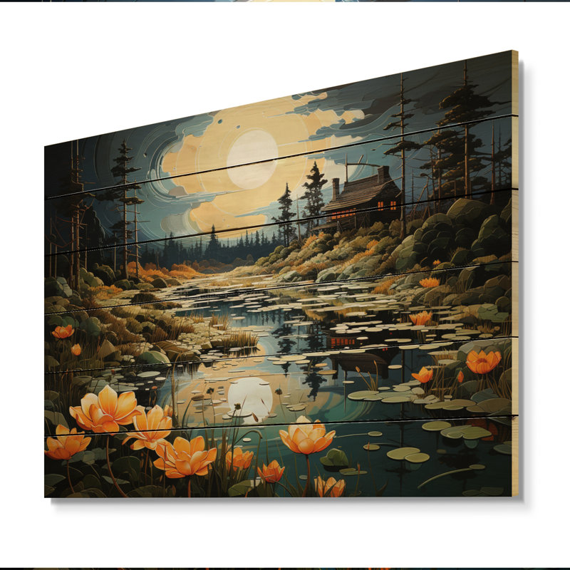 Grange de reflets sur bois, H 24 po x l 32 po x P 0,78 po