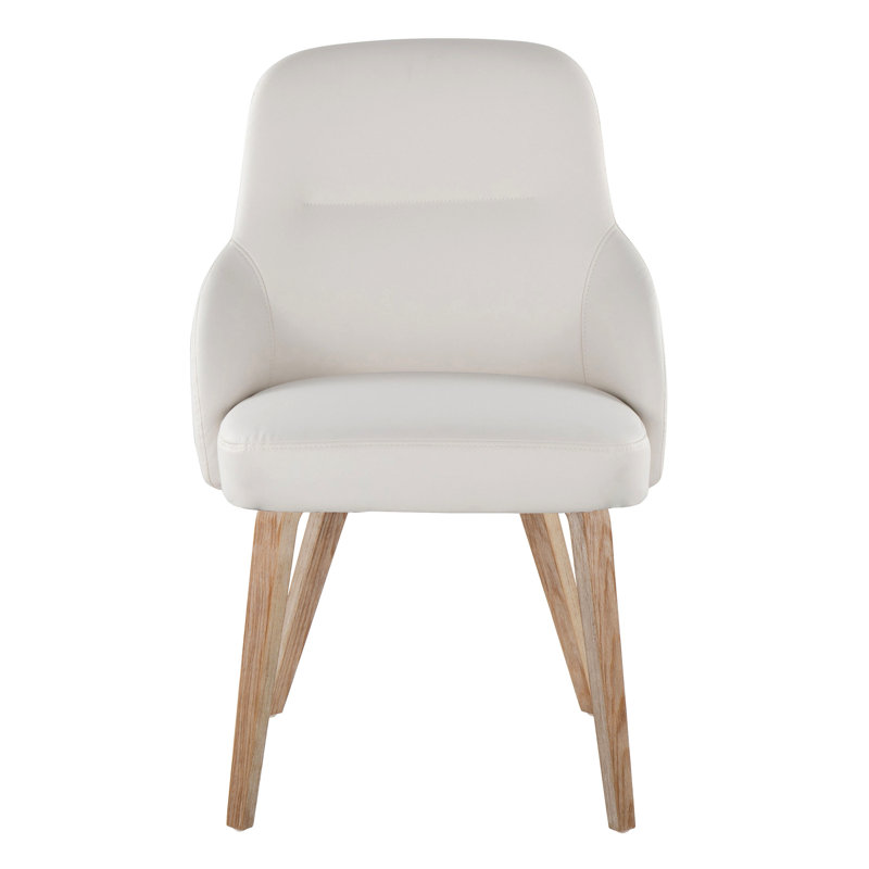 Chaise en bois et similicuir, Blanchies, Blanc