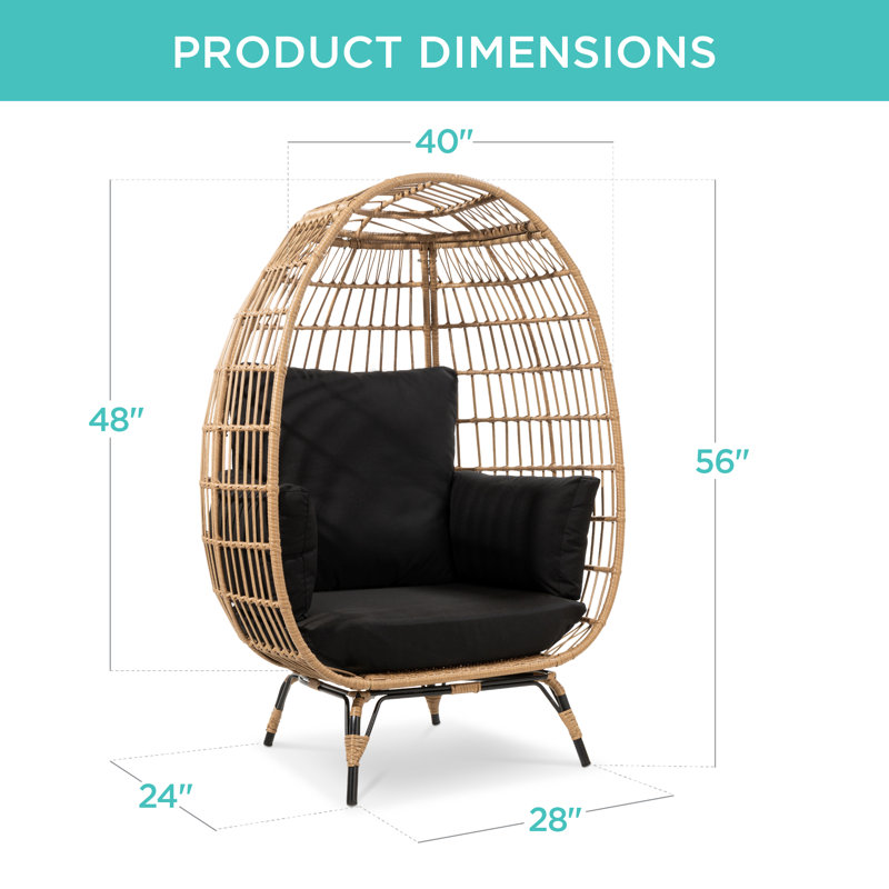 Wicker Outdoor Lounge Chair, Beige, Black