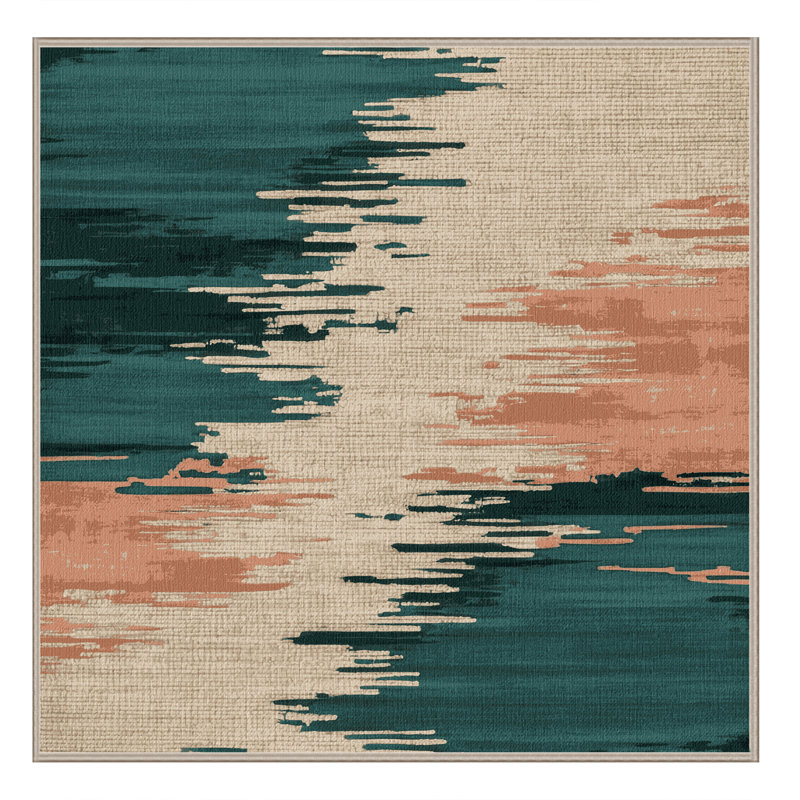 Tapis beige lavable à la machine, Carré 5 pi