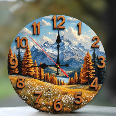 Mountain Landscape Wall Clock Autumn Scenery