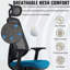 Chaise de bureau ergonomique avec appui-tête et dossier en filet respirant, chaise d'ordinateur haut dossier avec accoudoirs et dossier réglables et hauteur, chaise de travail confortable avec coussin épaissi-1174377365-1174377364