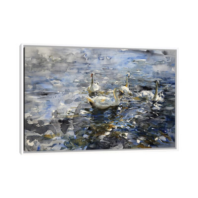 The Swan Lake 1 Piece Single Picture Frame and Floater Frame Painting on Canvas