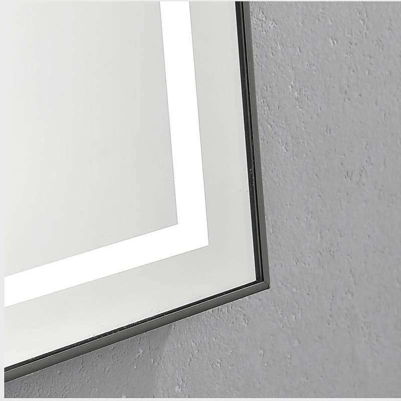 Miroir de salle de bain 20 po x 28 po à DEL avec façade et rétroéclairage, miroir de meuble-lavabo mural avec cadre en aluminium, antibuée, mémoire, 3 couleurs, gradation continue