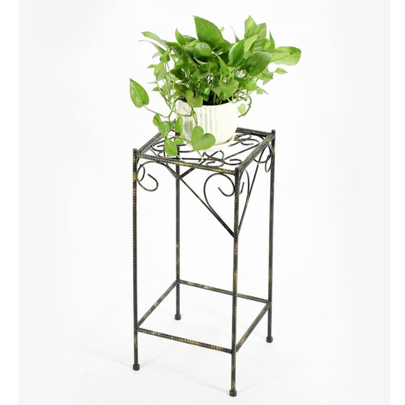 Large Celtic Clover Square Metal Plant Stand, 26" H x 12.5" W x 12.5" D
