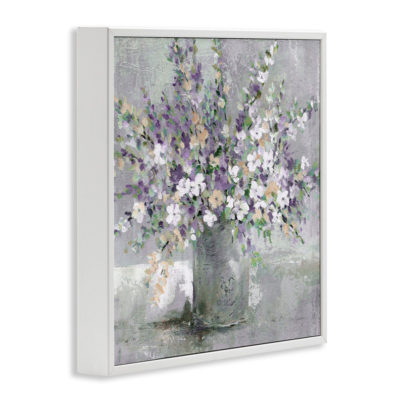 Blossoming Aster Flower Bouquet White Framed Giclee Art by Carol Robinson, 12" H x 12" W, Coastal White Framed Giclee