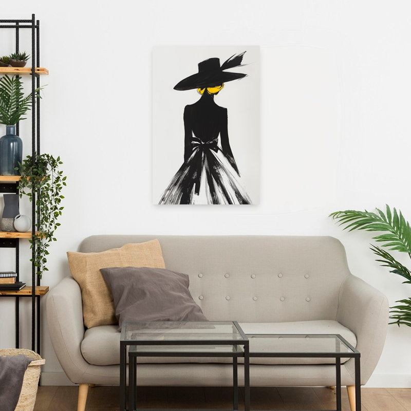 Silhouette élégante de femme élégante, art mural classique élégant, H 24 po x l 16 po