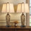 Ensemble de lampes de table 27 "vintage sculptées avec ports USB-c / a et veilleuse - ensemble de 2
