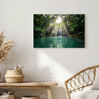 Art mural sur toile Gallery Wrap pour le salon, la chambre à coucher, le bureau ou le vestibule - Décoration murale décorative avec cascade tropicale
