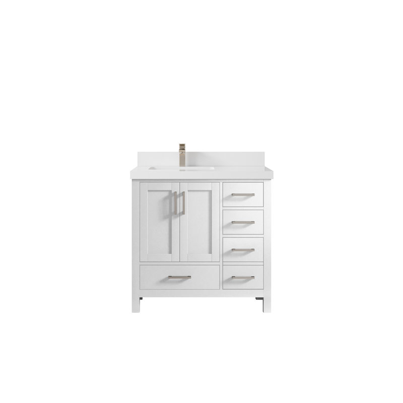 Ensemble de meuble-lavabo simple 36 po Malibu, Blanc
