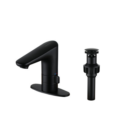 Drop-In Single-handle Black Bathroom Faucet with Touchless Sensor and Drain Assembly -  CASAINC, KCLT0046MB