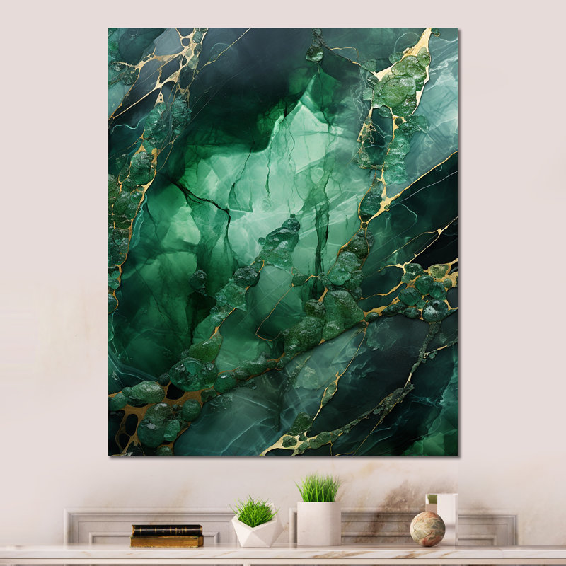 «Green Crystal Geode Fusion» sur métal, H 32 po x l 24 po x P 1 po