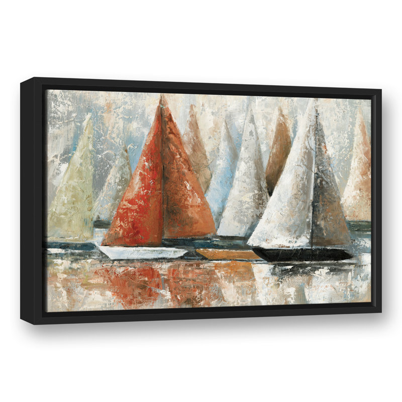 Painterly Voiliers - Peinture sur toile, Toile à cadre flottant noir, H 17,75 po x l 25,75 po x P 1,75 po