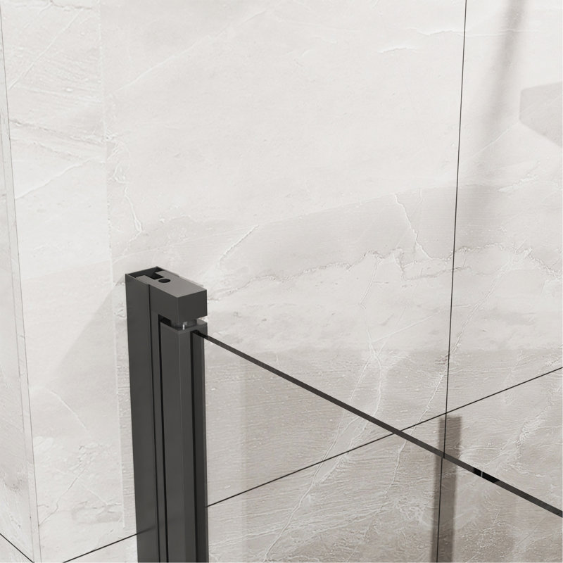 34"X 72" Bifold Frameless Glass Shower Door 1/4 Inch Tempered Clear Glass Pivot Swing Shower Panel, Black