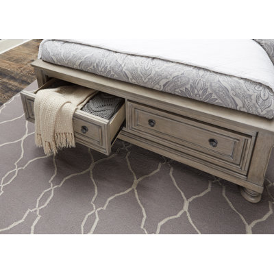 Alek Transitional Storage Platform Bed with Dovetail Footboard Drawers