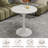 27.6" Round Marble-Effect Coffee Table with White Veined Top and White Pedestal Base-766850461