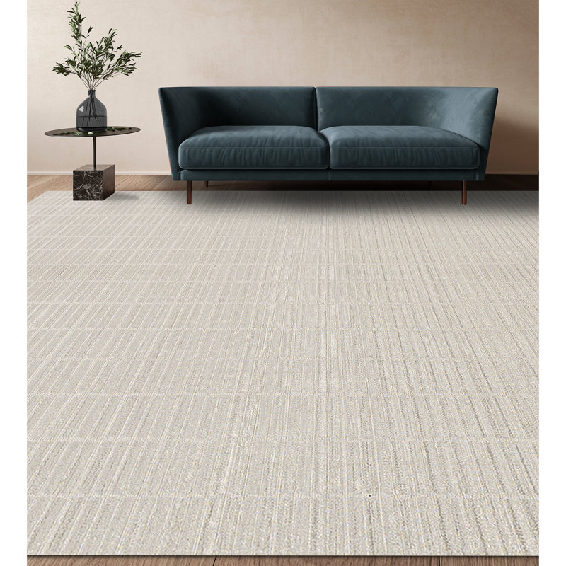Hand-Knotted High-Quality White Area Rug