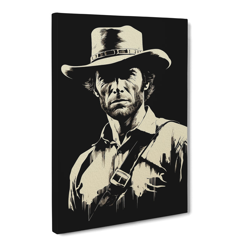 Clint Eastwood Line Art - Wrapped Canvas, 76cm H x 50cm W x 3cm D
