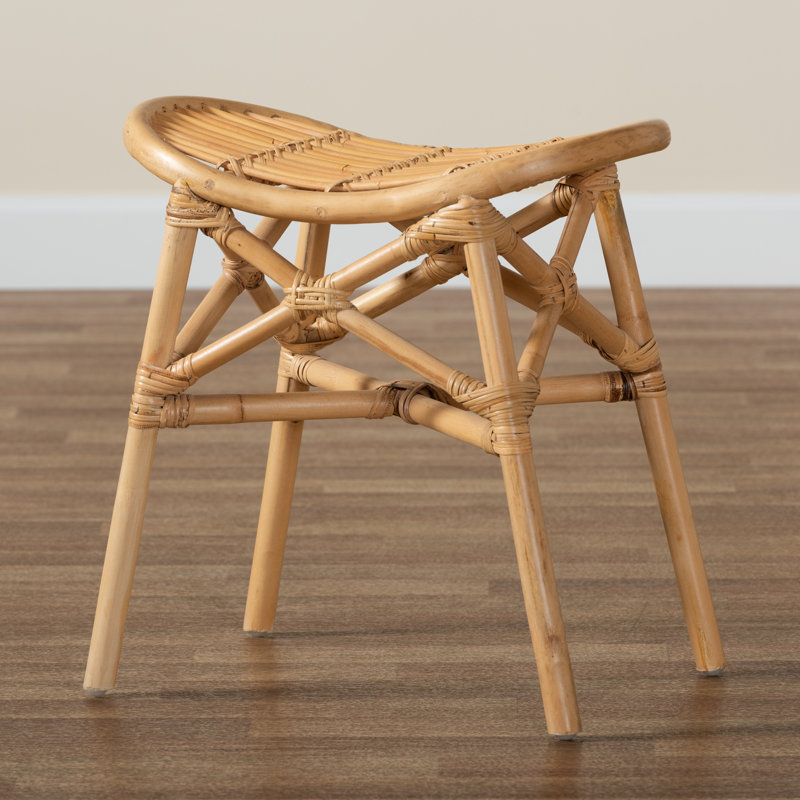 18.1" Wide Rattan Oval Footstool Ottoman