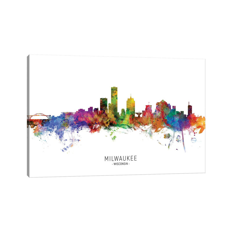 Milwaukee Wisconsin Skyline by Michael Tompsett - Wrapped Canvas Painting, 152.5 cm H x 101.5 cm W