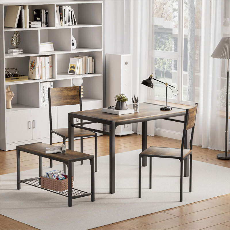 Ensemble de salle à manger 4 pièces pour petits espaces, Brun