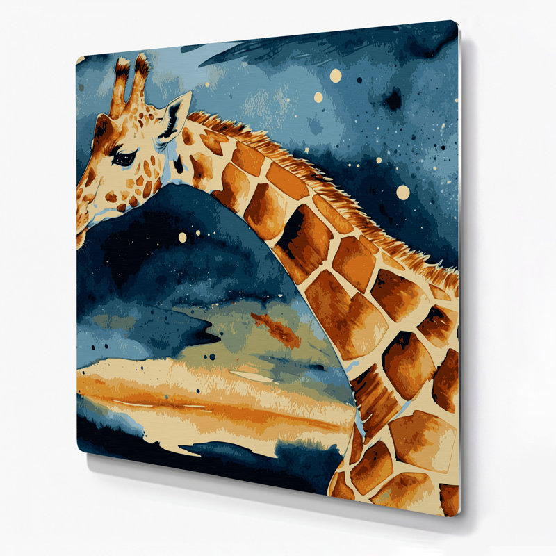 Faune girafe gris, art mural en métal, H 16 po x l 16 po