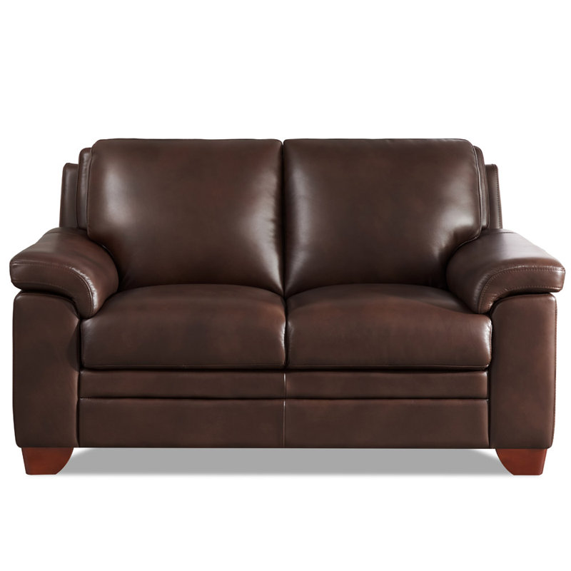 Causeuse en cuir véritable Hukill Hubble, Marron foncé