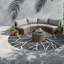 Canapés de patio durables en métal, ensemble rond en demi-lune contemporain pour le jardin