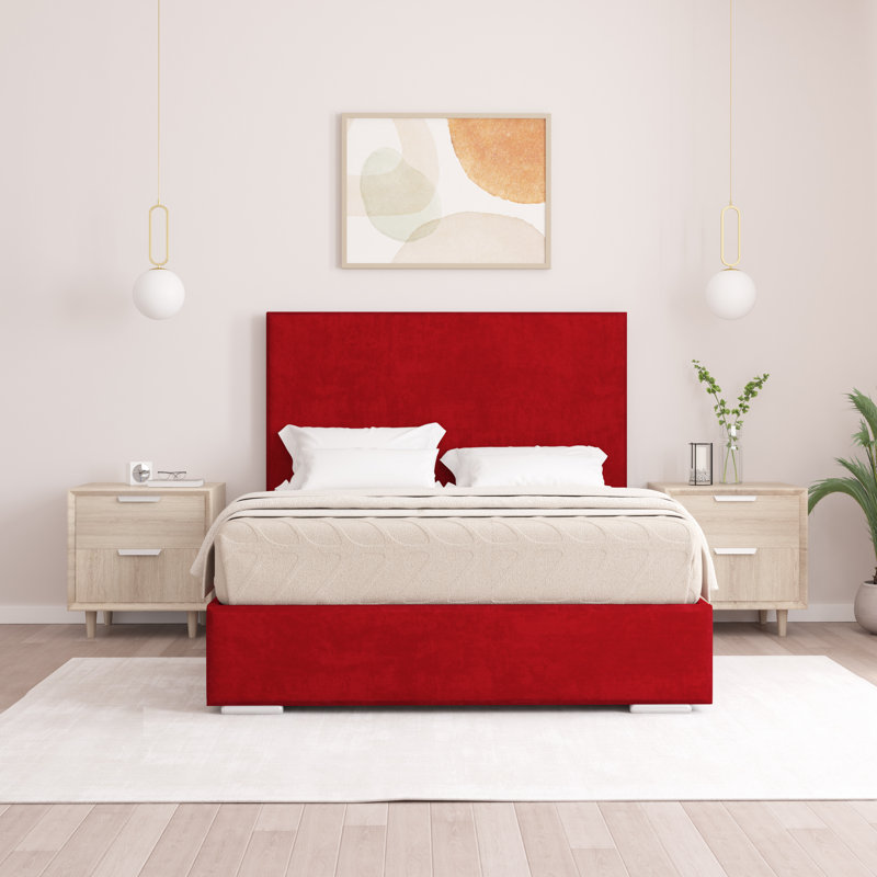 Shetye Upholstered Bed, Single (3'), Red