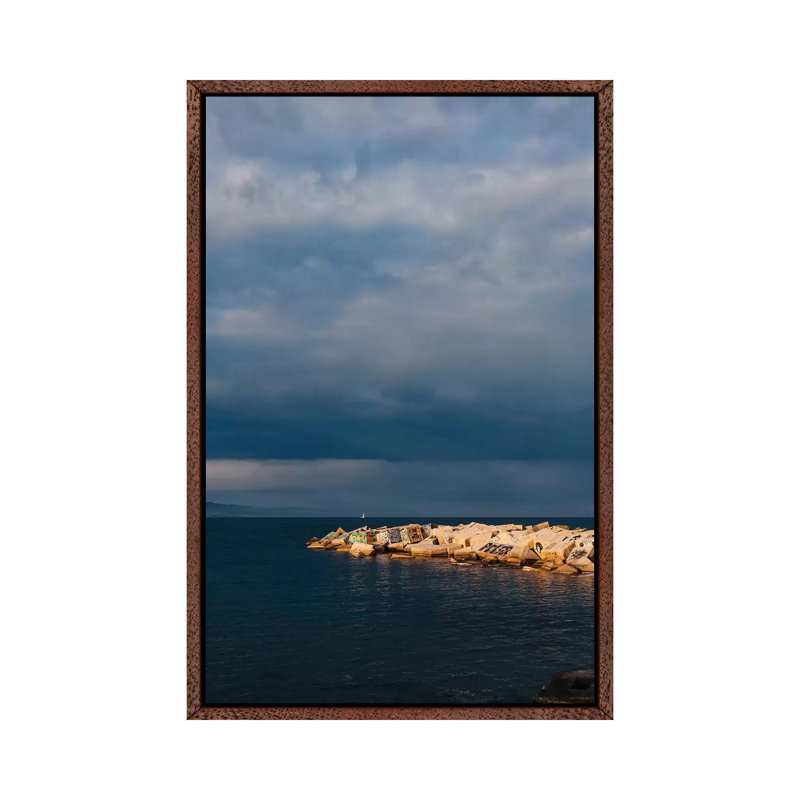 Barcelona Coast V by Bethany Young - Print on Canvas, Classic Brown Wood Framed, 101.6cm H x 66.04cm W x 3.81cm D