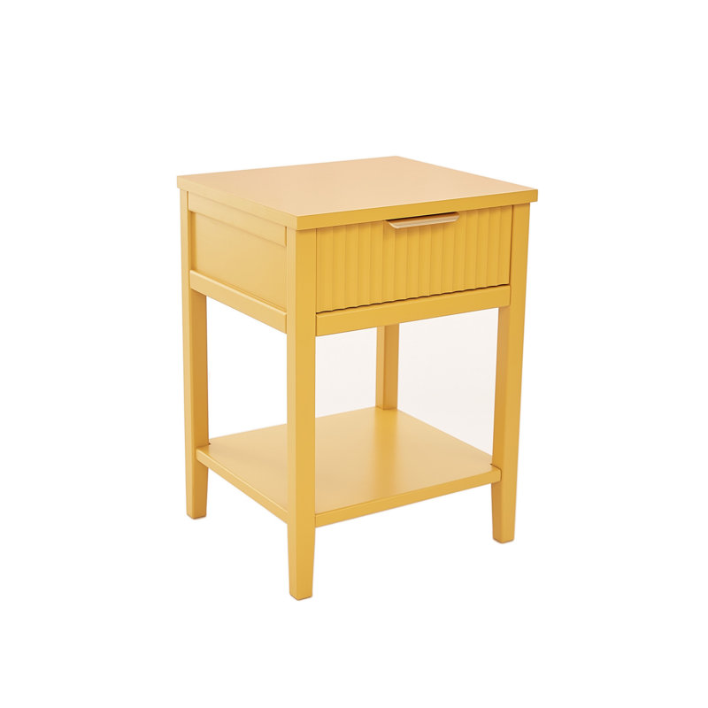 Abriela 40cm W Solid + Manufactured Wood Bedside Table, Yellow