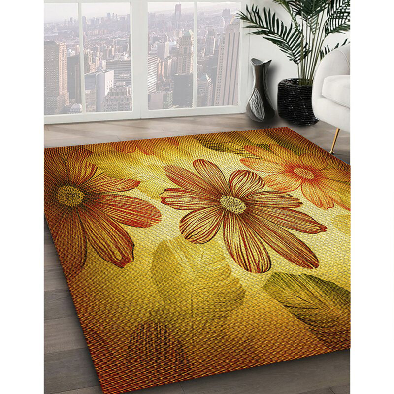 Tapis 100% à motifs lavables à la machine 2989-WSH-PAT2755-YW, Rectangle de 2 pi x 3 pi
