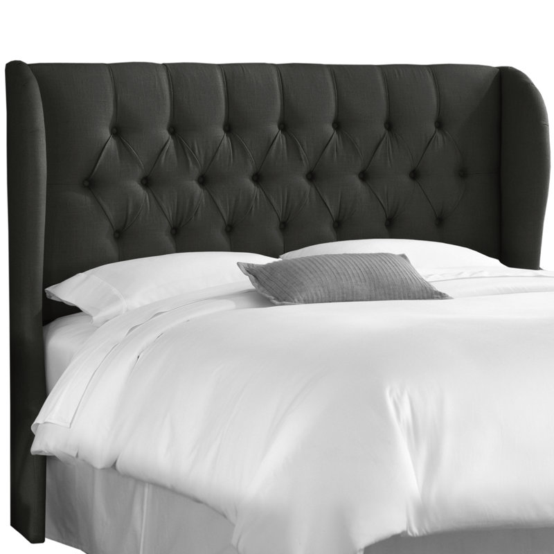 Upholstered Wingback Headboard, King, White Performance Twill