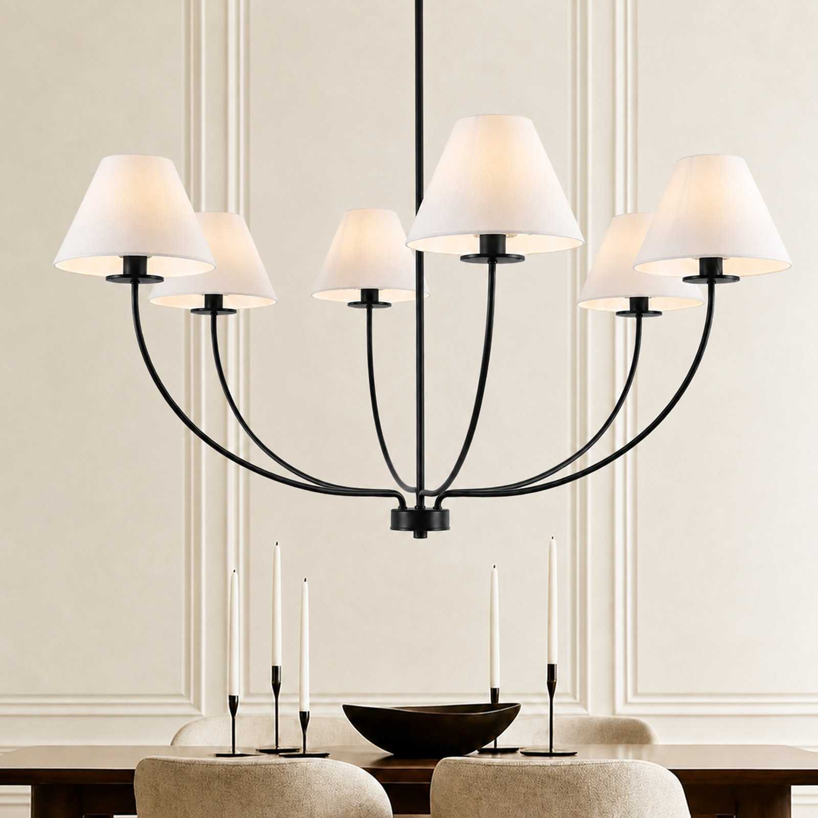 Roverta 6-Light Dimmable Chandelier, Matte Black