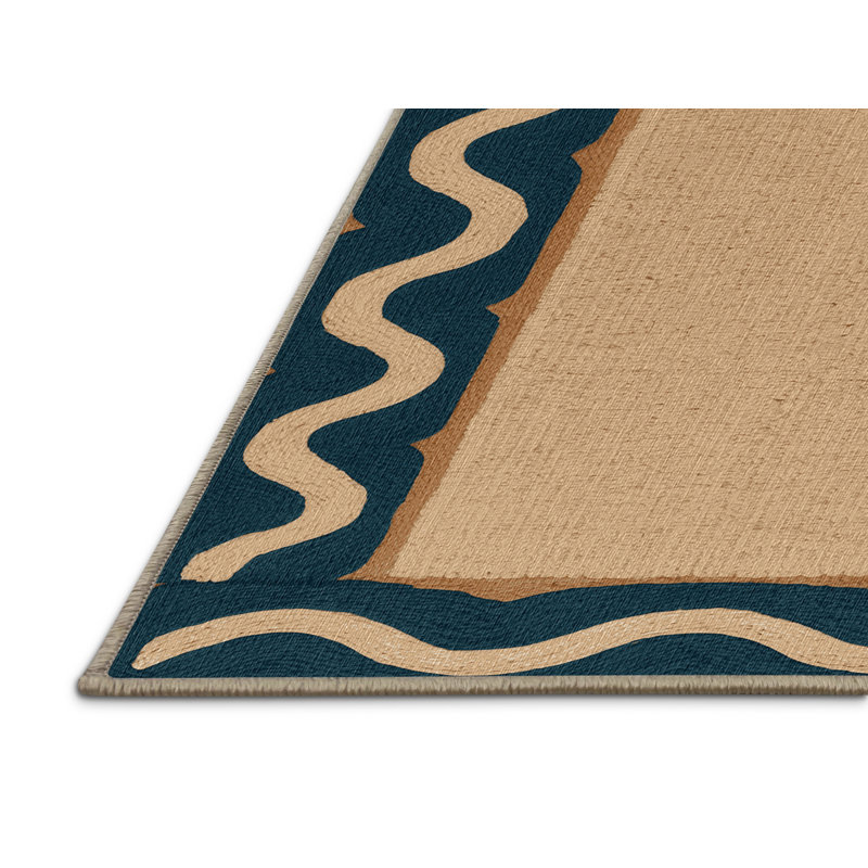  Tapis hawaïen lavable à bordure ondulée, Carré 3 pi