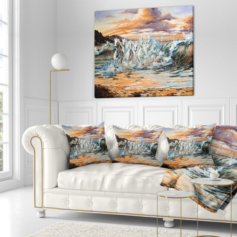Oreiller équidés à partir d’ondulations, 16 po x 1 po, Coussin décoratif