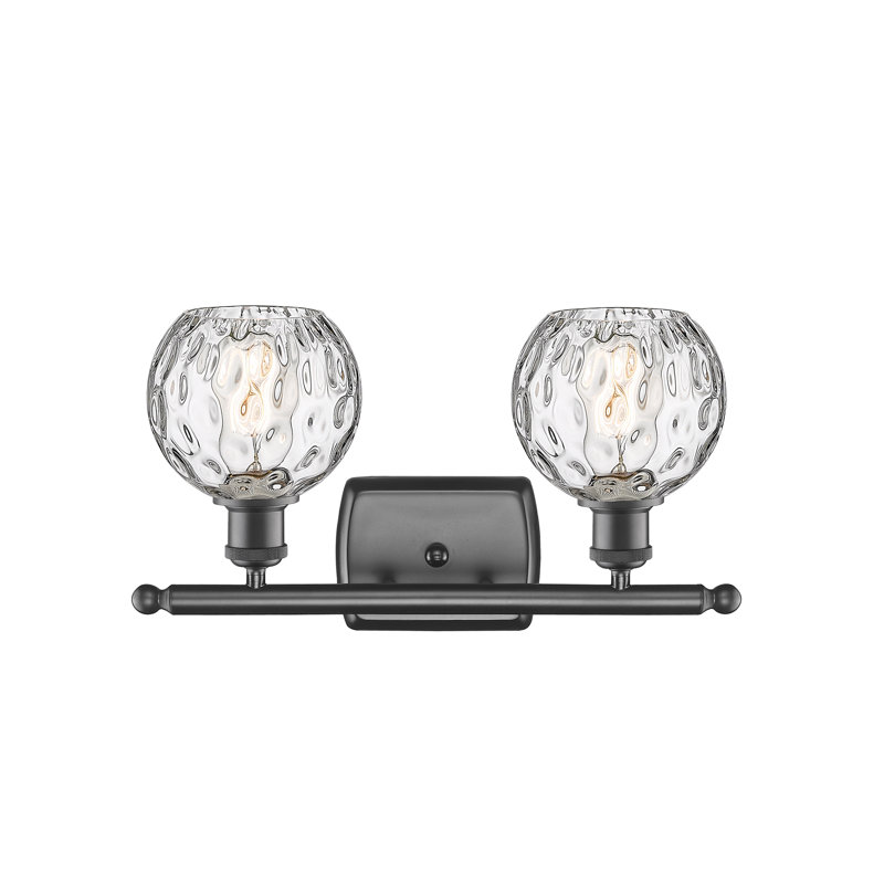 Cindi 16" W 2-Light Steel and Glass Vanity Light, LED, Oil Rubbed Bronze