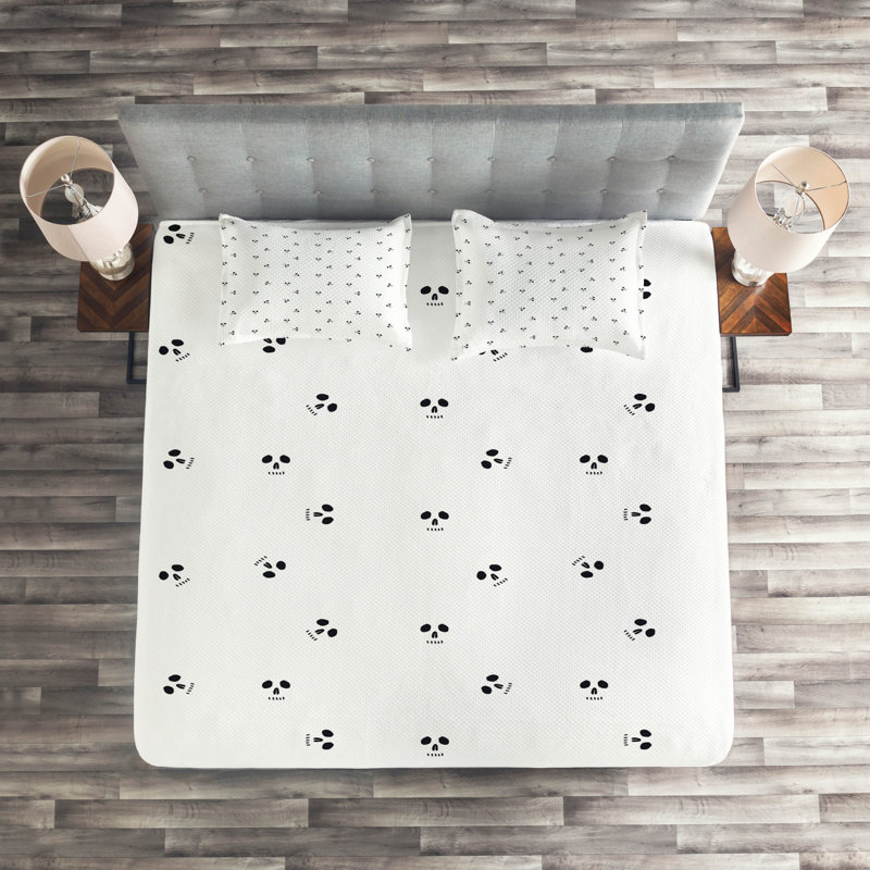 Skull Coverlet, King Bedspread + 2 Shams