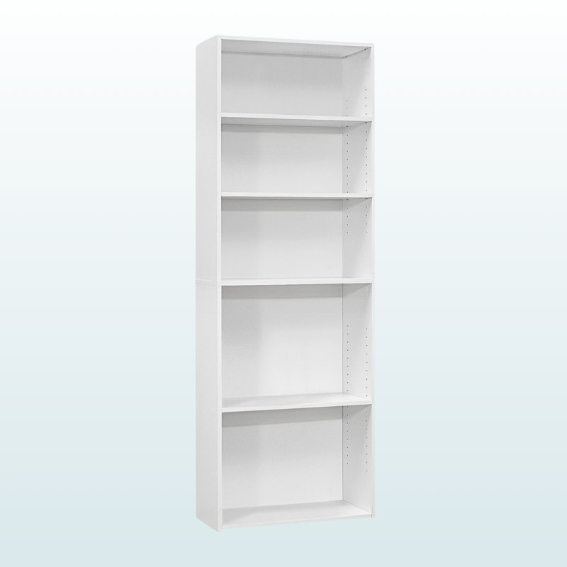 Lancashire Bookshelf with 5 Open Shelves in White Finish, 71.01" H X 24.46" W X 11.49" D