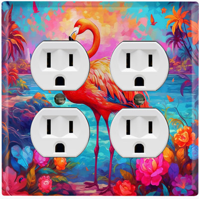 Nature Themed 4 - Gang Duplex Outlet Standard Wall Plate
