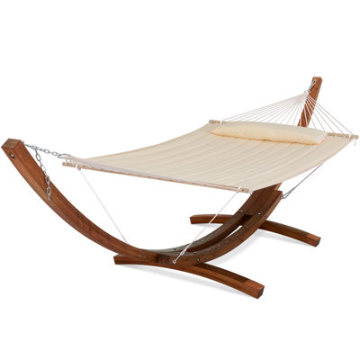 Double Spreader Bar Hammock With Wooden Stand