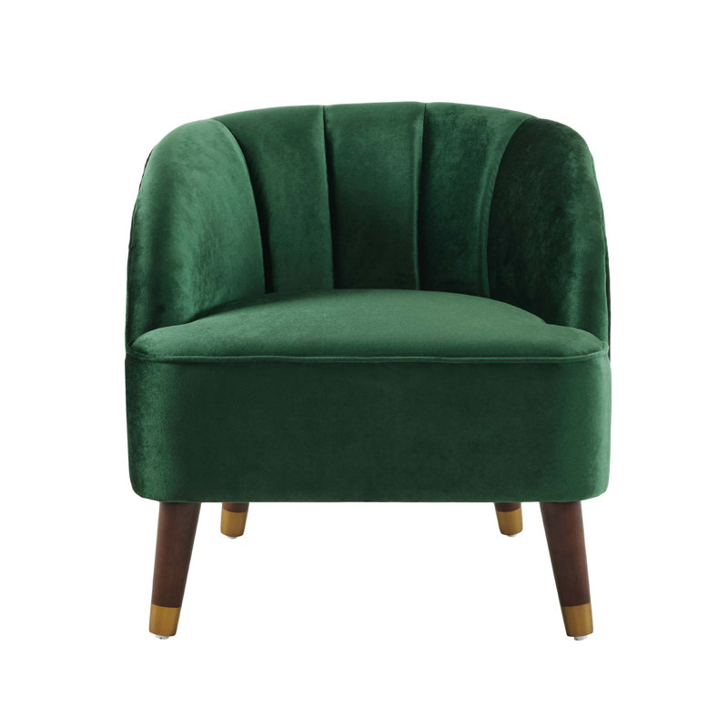 Fauteuil d'appoint rembourré avec pieds en bois, Émeraude